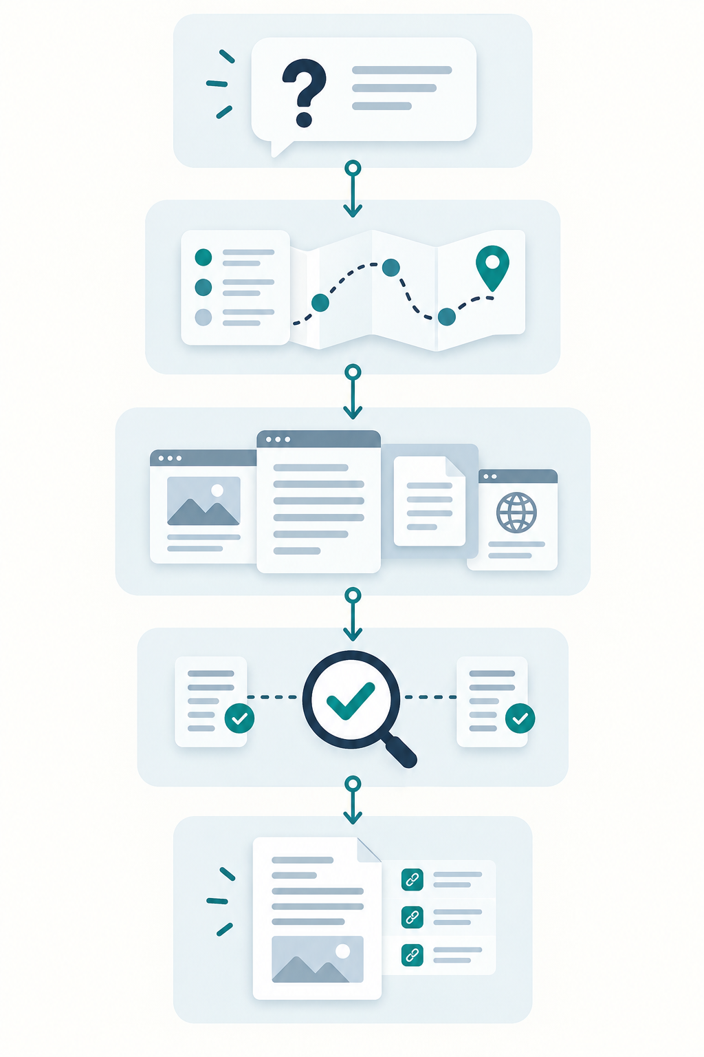 Five-stage research workflow